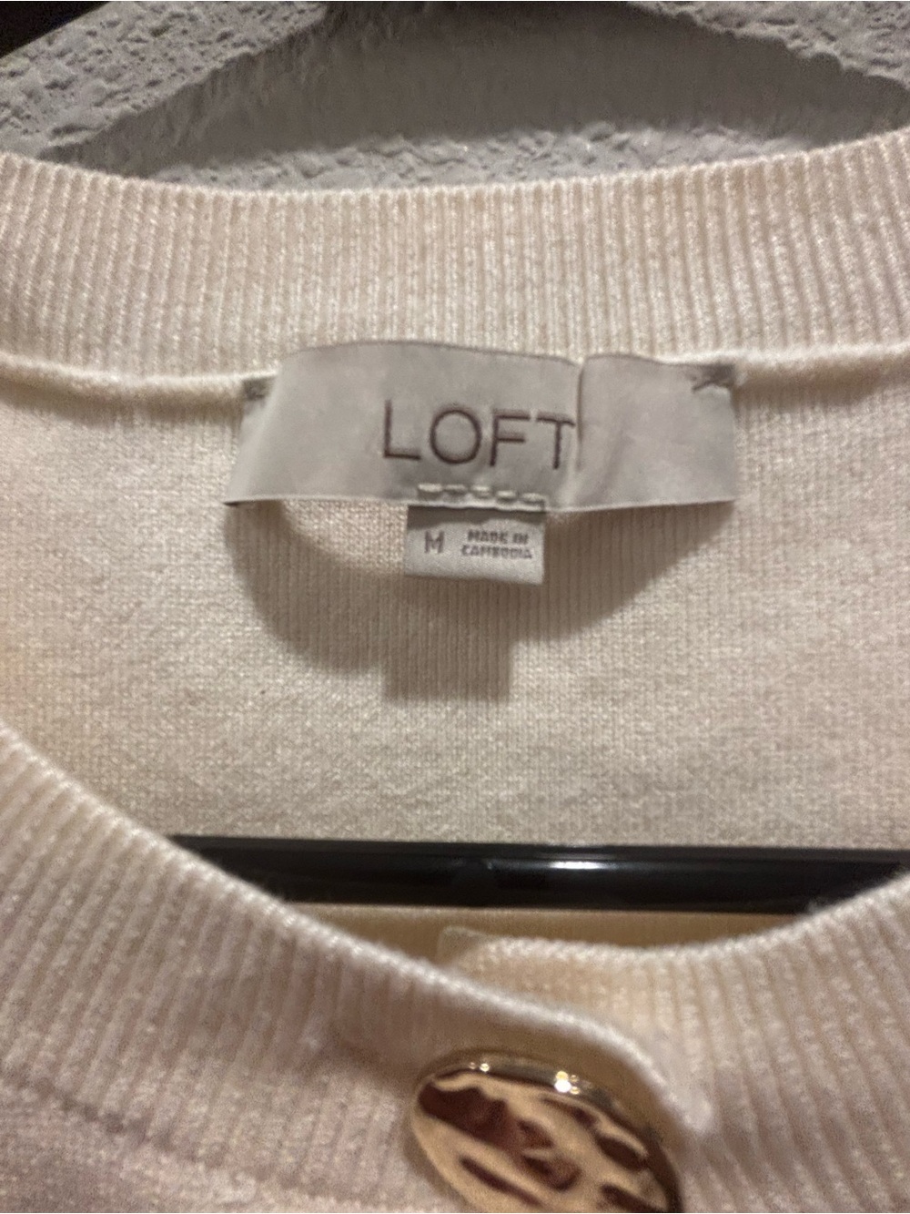 LOFT Cream Button-Front Sleeveless Knit Shell - Picture 6 of 10